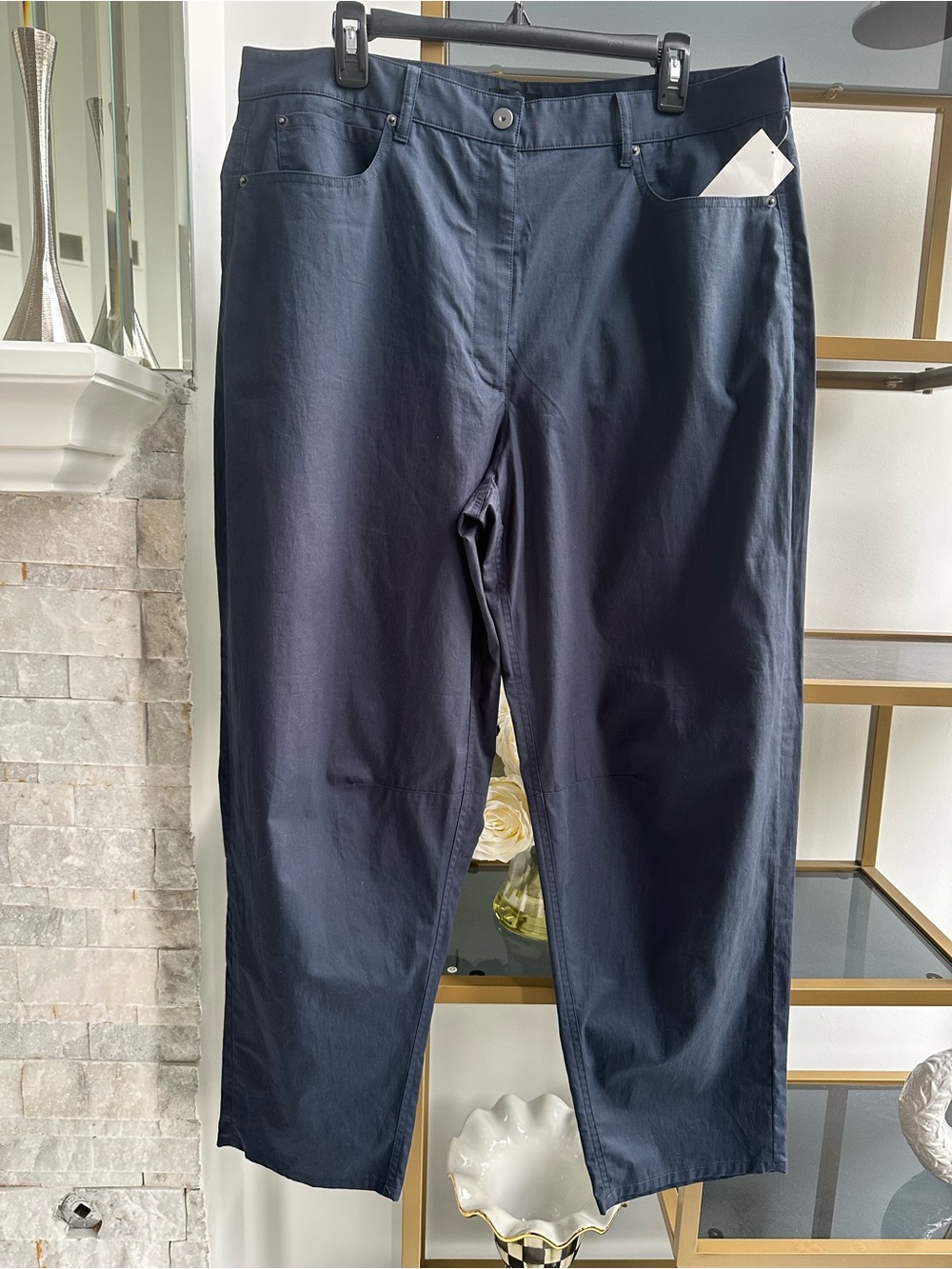 Theory Women’s Navy Casual Straight-Leg Pants
